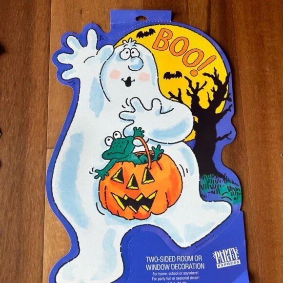 NOS Vintage 6 Halloween Die Cuts Hallmark 1980s 1990s Ghost Bat Skeleton JOL NEW - Picture 2 of 7